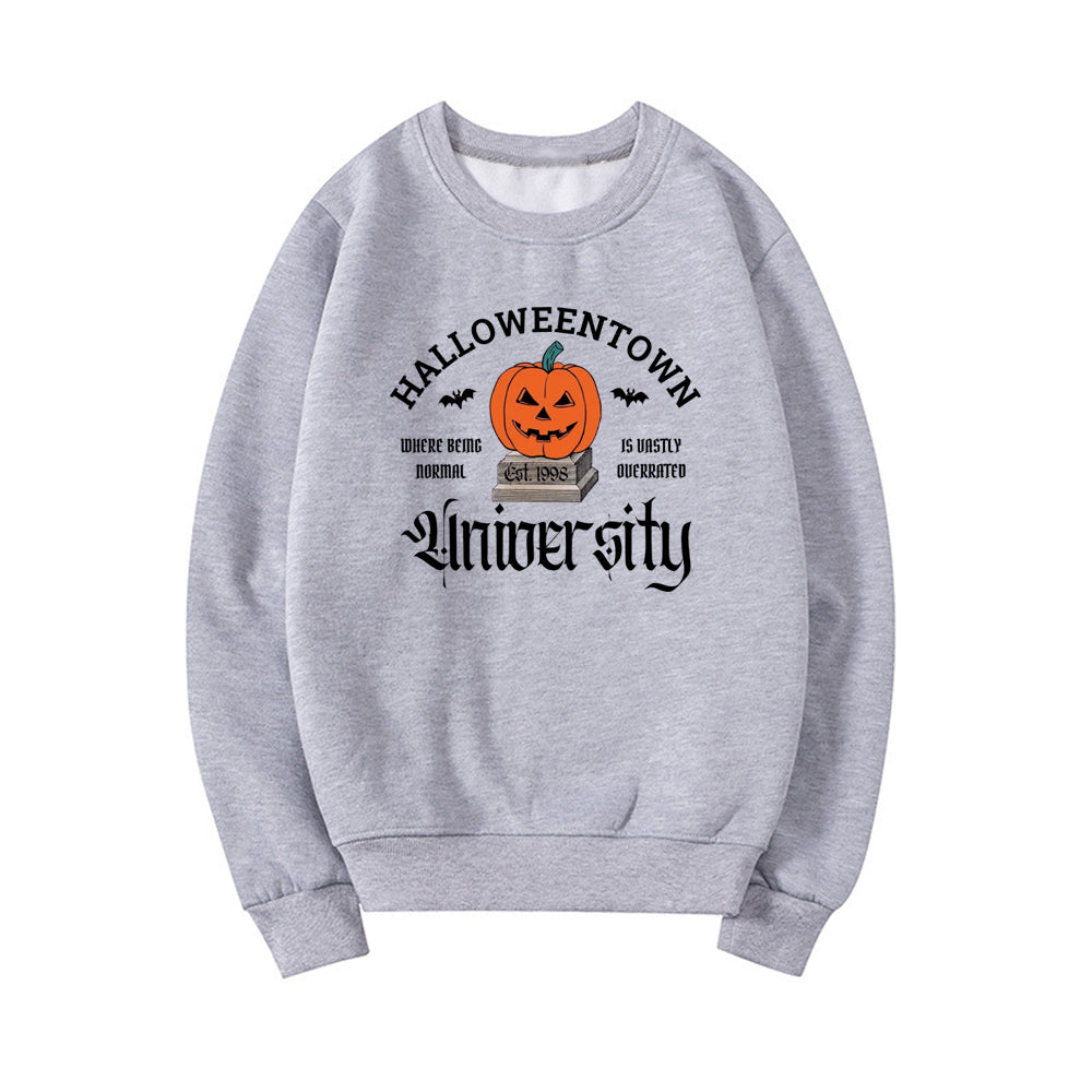 Women's Halloween Print Pumpkin Crew Neck Sweatshirt