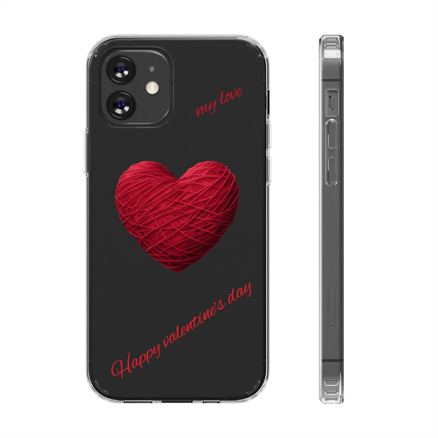 Valentine's Day, red heart shape design Clear Cases