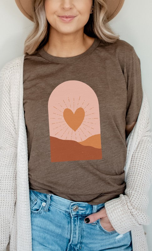 Boho Heart Sunrise Valentine Graphic Tee