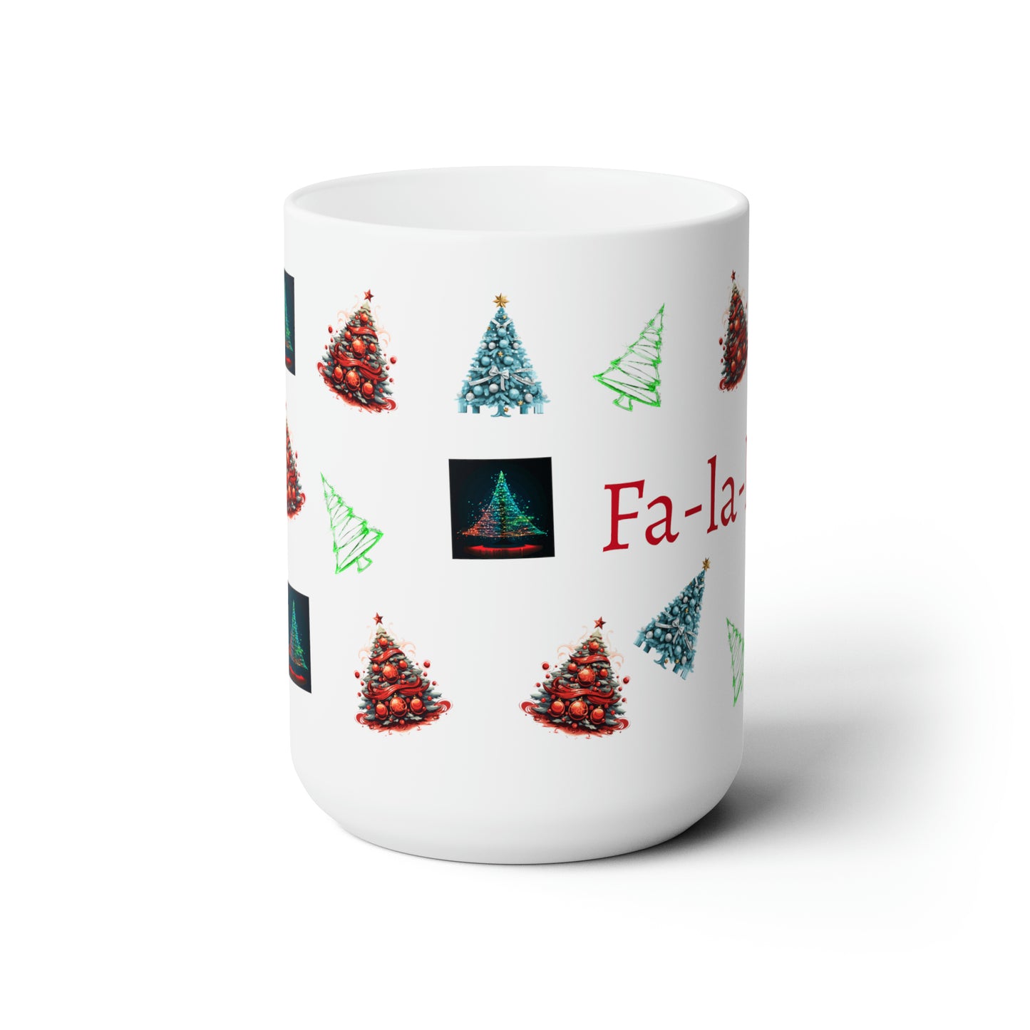 Fa-la-la Christmas white Ceramic Mug 15oz