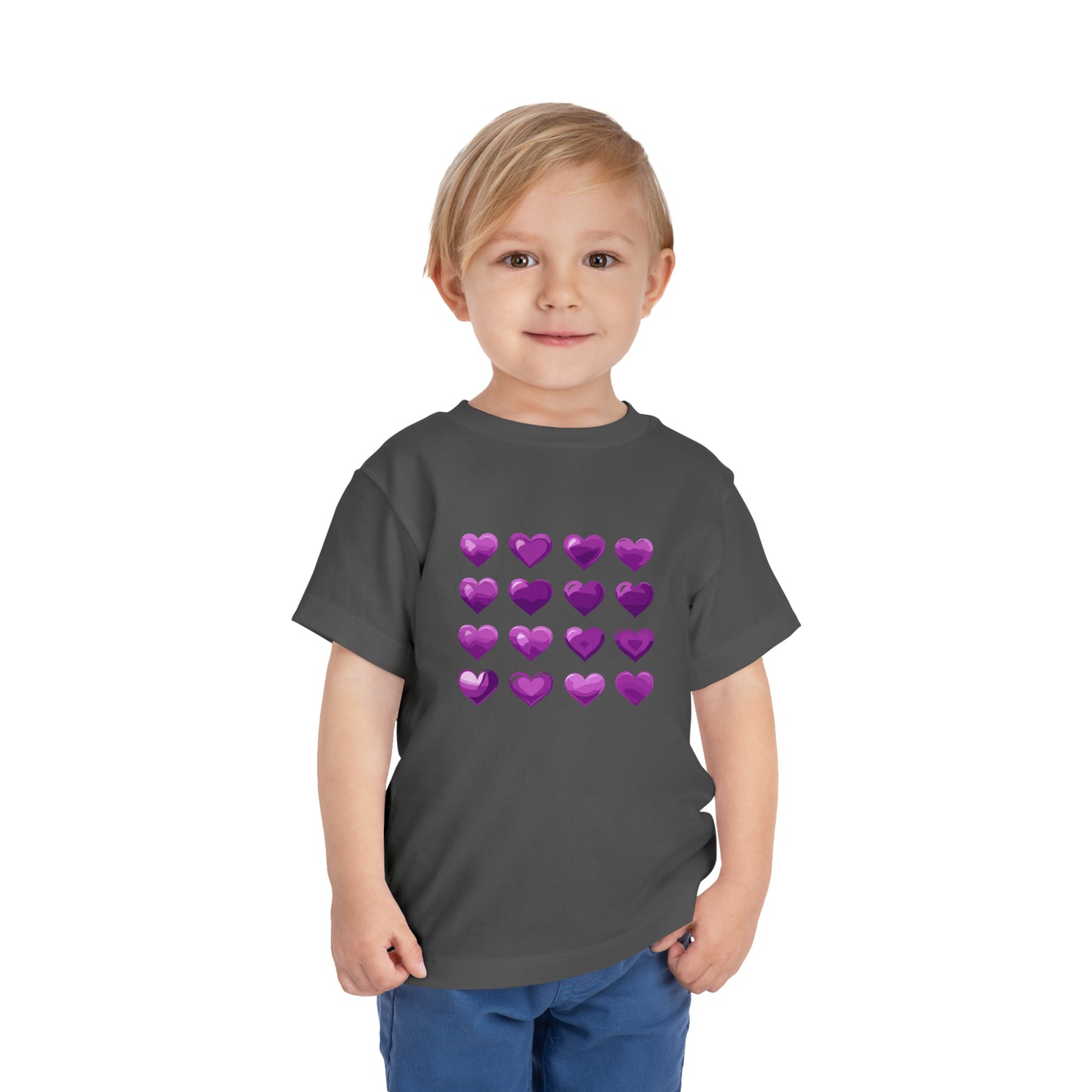 Valentine's purple hearts shape design Toddler Short Sleeve Tee