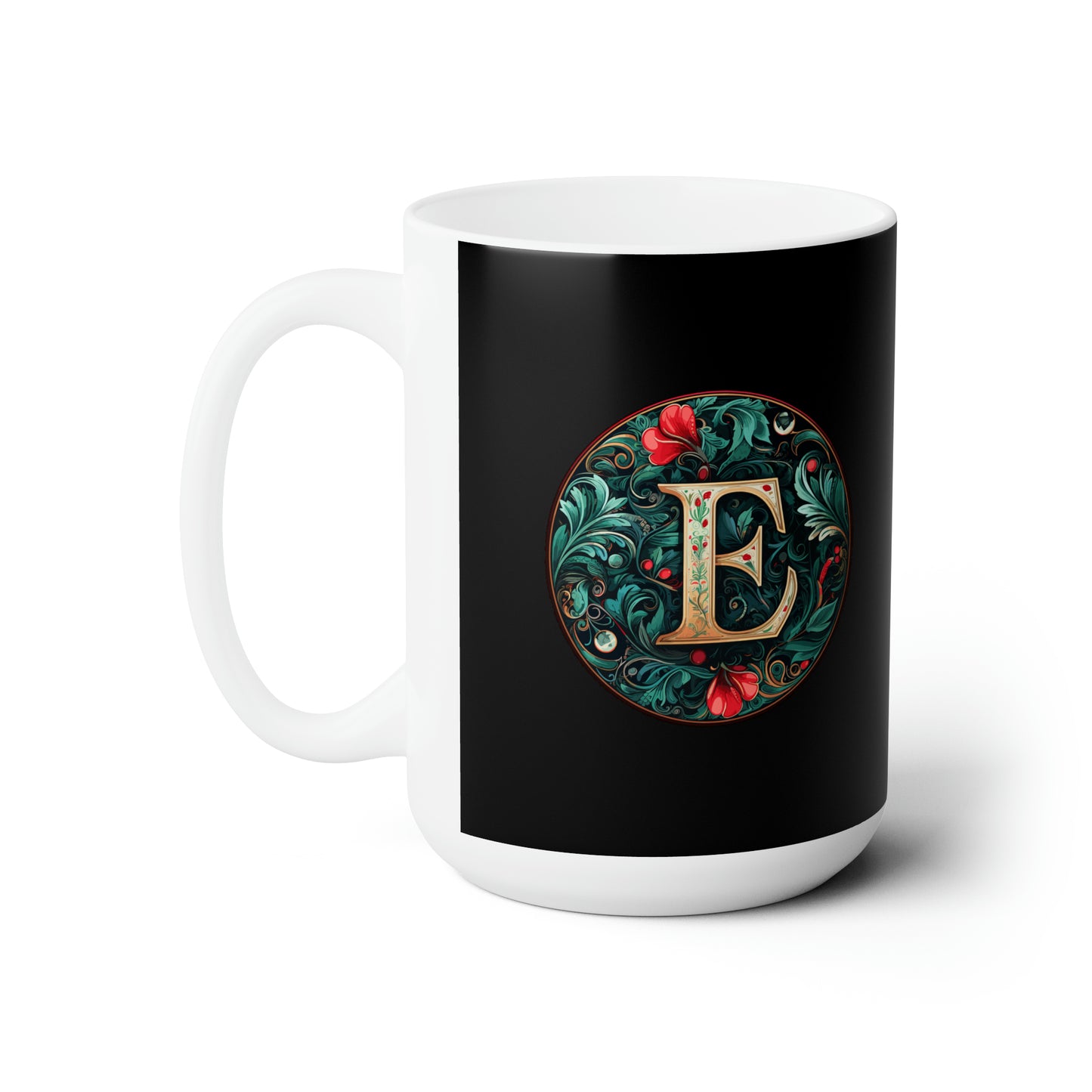 Christmas colorful Alphabet R design dark black Ceramic Mug 15oz