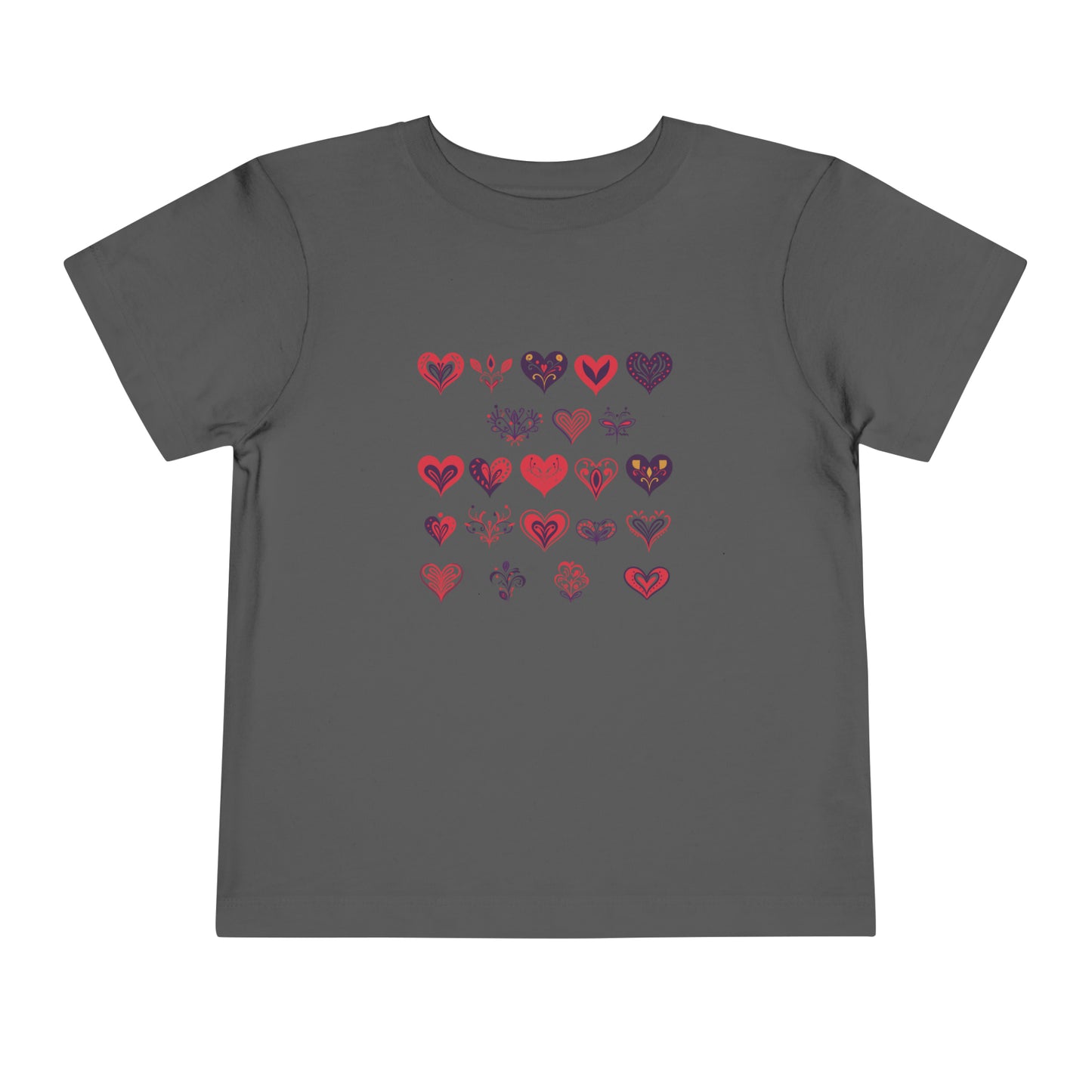 Valentine's Multi color hearts shape design Toddler Short Sleeve Tee