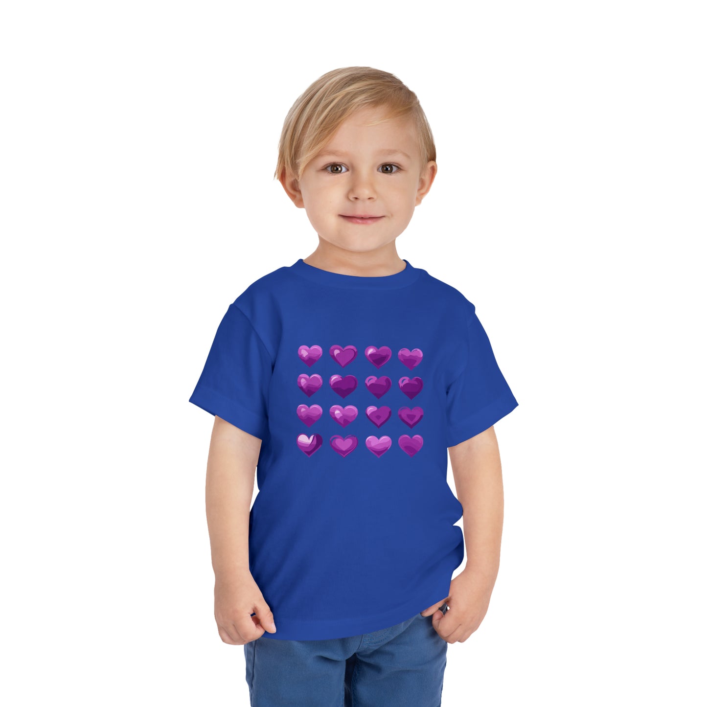 Valentine's purple hearts shape design Toddler Short Sleeve Tee