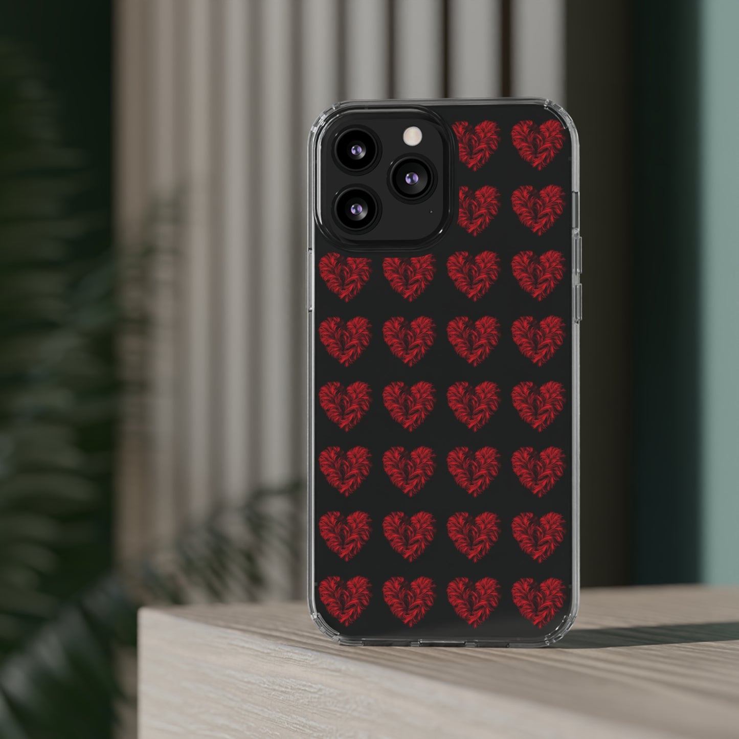 Valentine's Day, red heart shape design Clear Cases