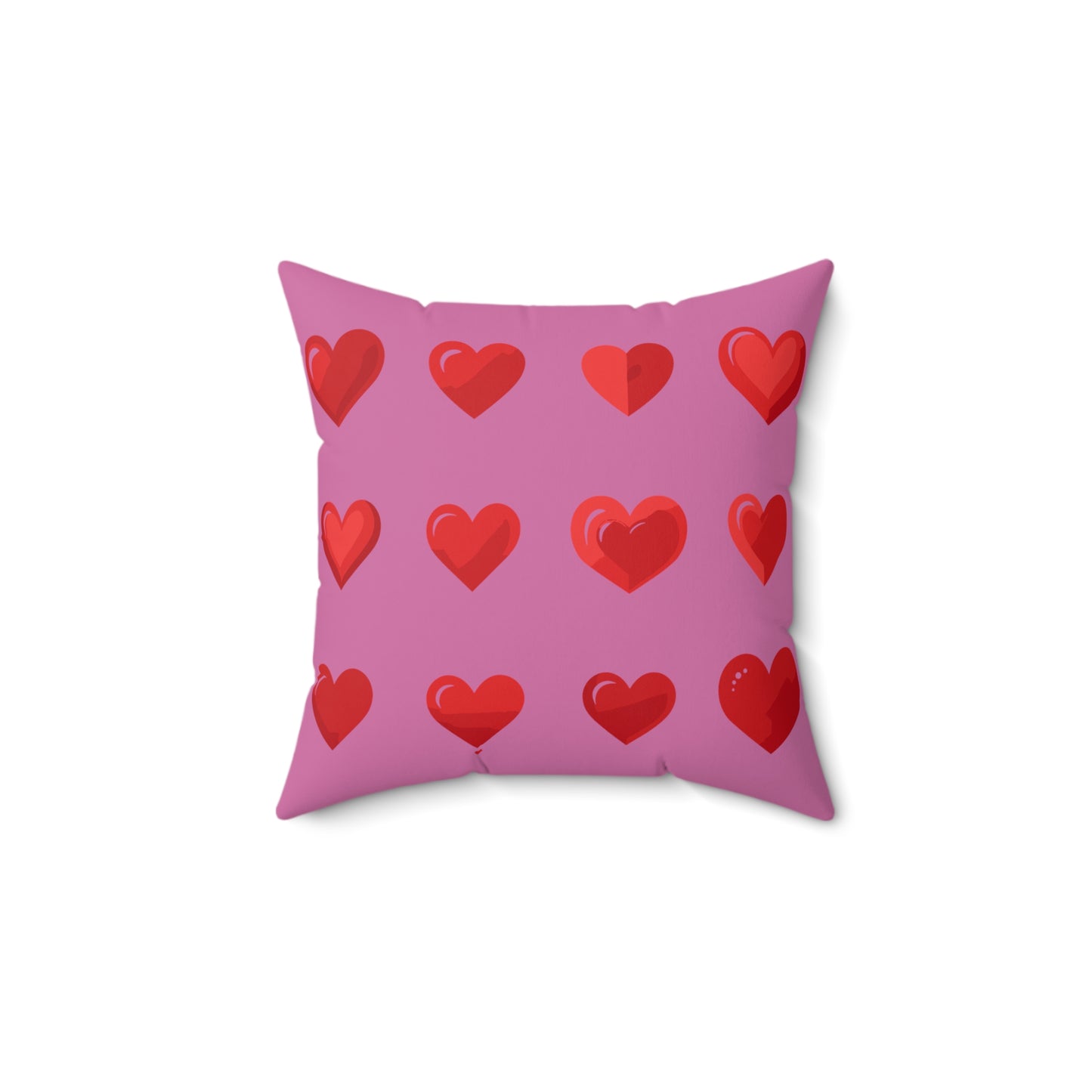 Valentine's day best home decor red hearts design on light pink Spun Polyester Square Pillow