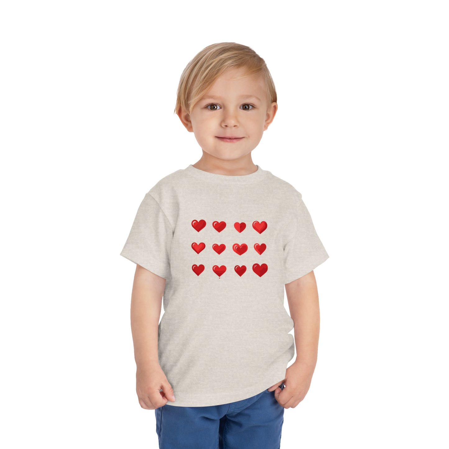 Valentine's Red hearts shape design Toddler Short Sleeve Tee