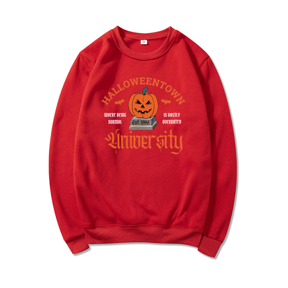 Women's Halloween Print Pumpkin Crew Neck Sweatshirt