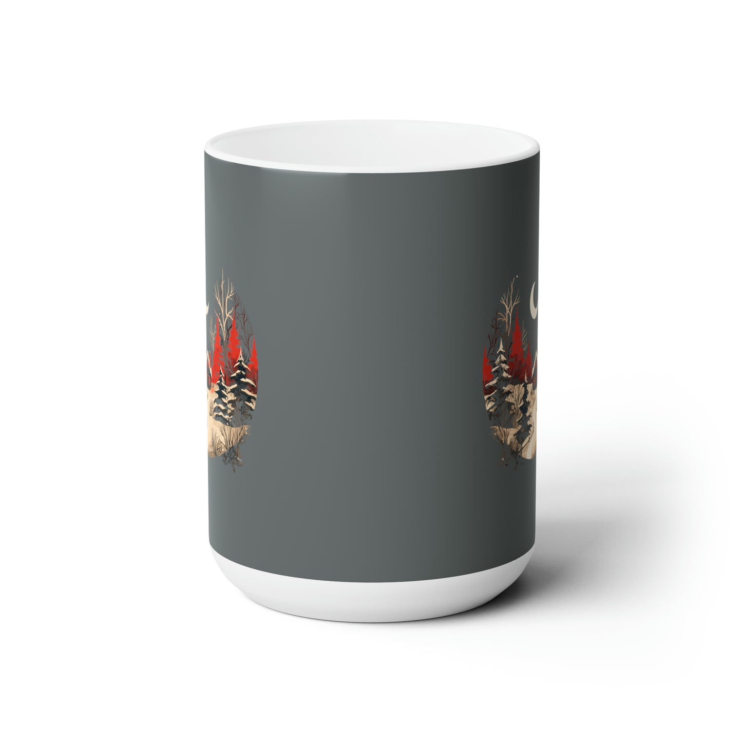 Christmas house with tree design holiday vibes Ceramic Mug15oz