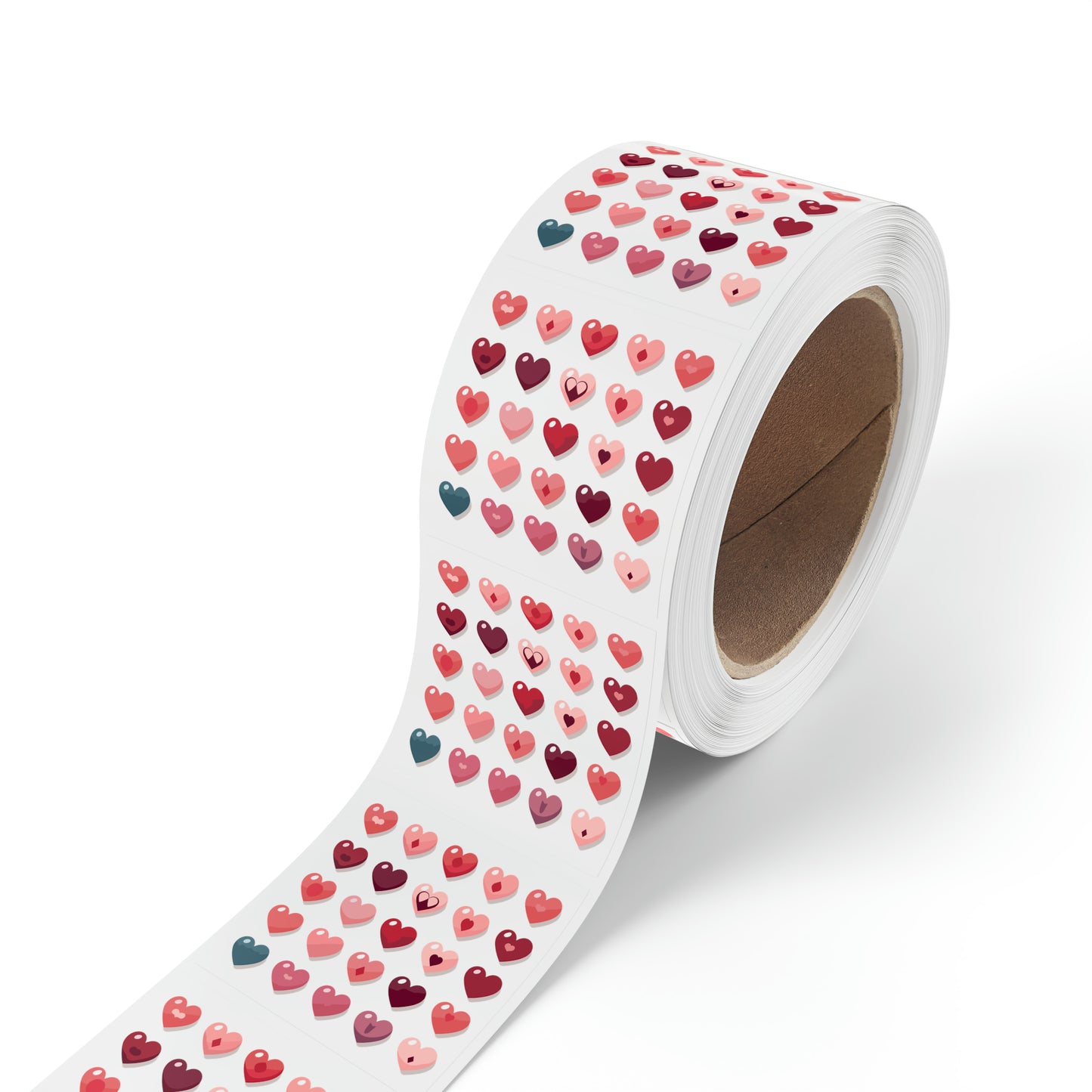 Valentine's day multi color hearts shape Square Sticker Label Rolls