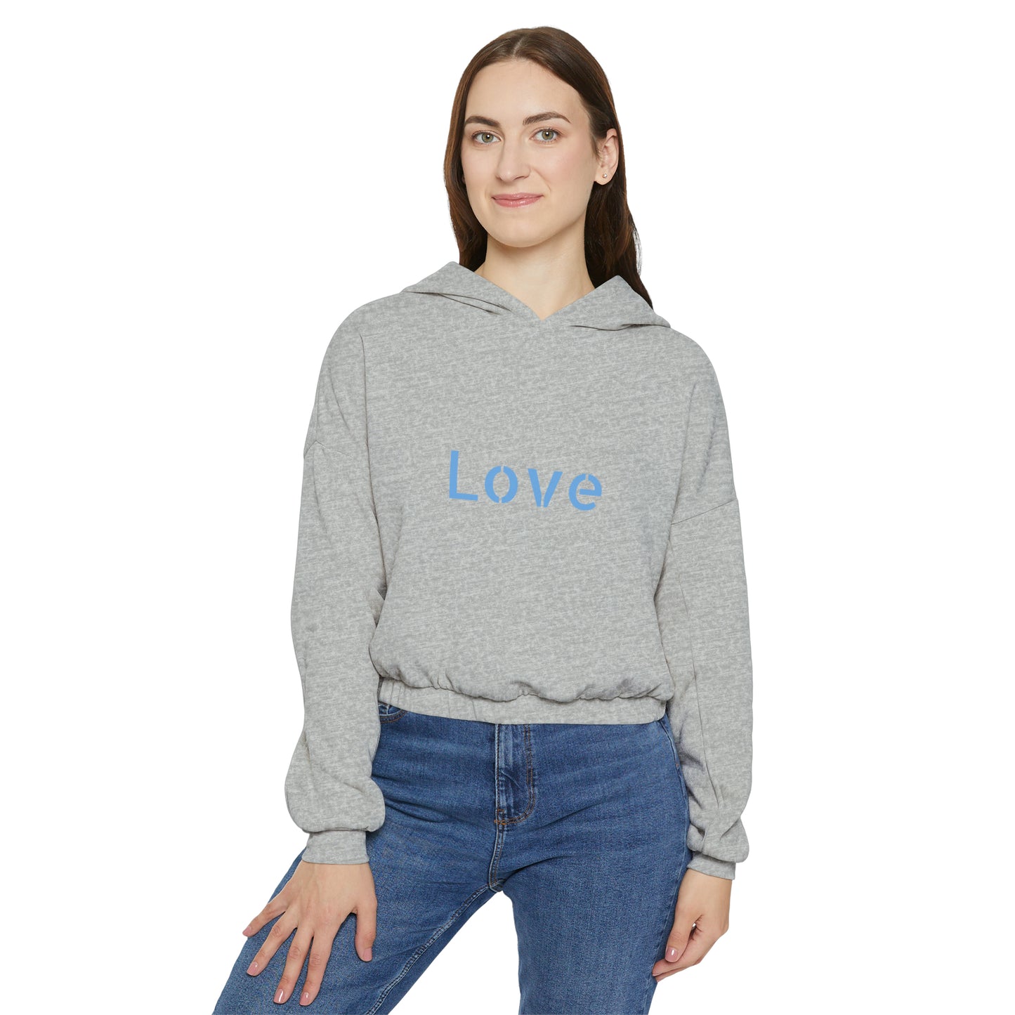 Valentine's best Gift, light blue hearts design Women's Cinched Bottom Hoodie