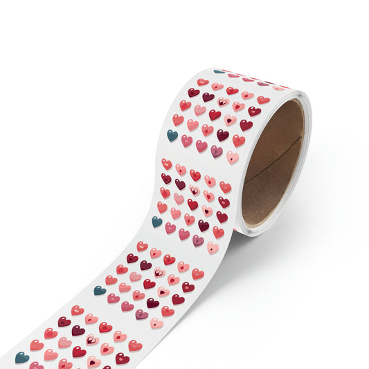 Valentine's day multi color hearts shape Square Sticker Label Rolls