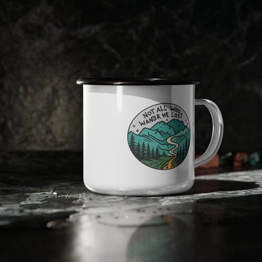 Enamel Camp Cup - Unique Not All Who Wander Are Lost Travel Mug