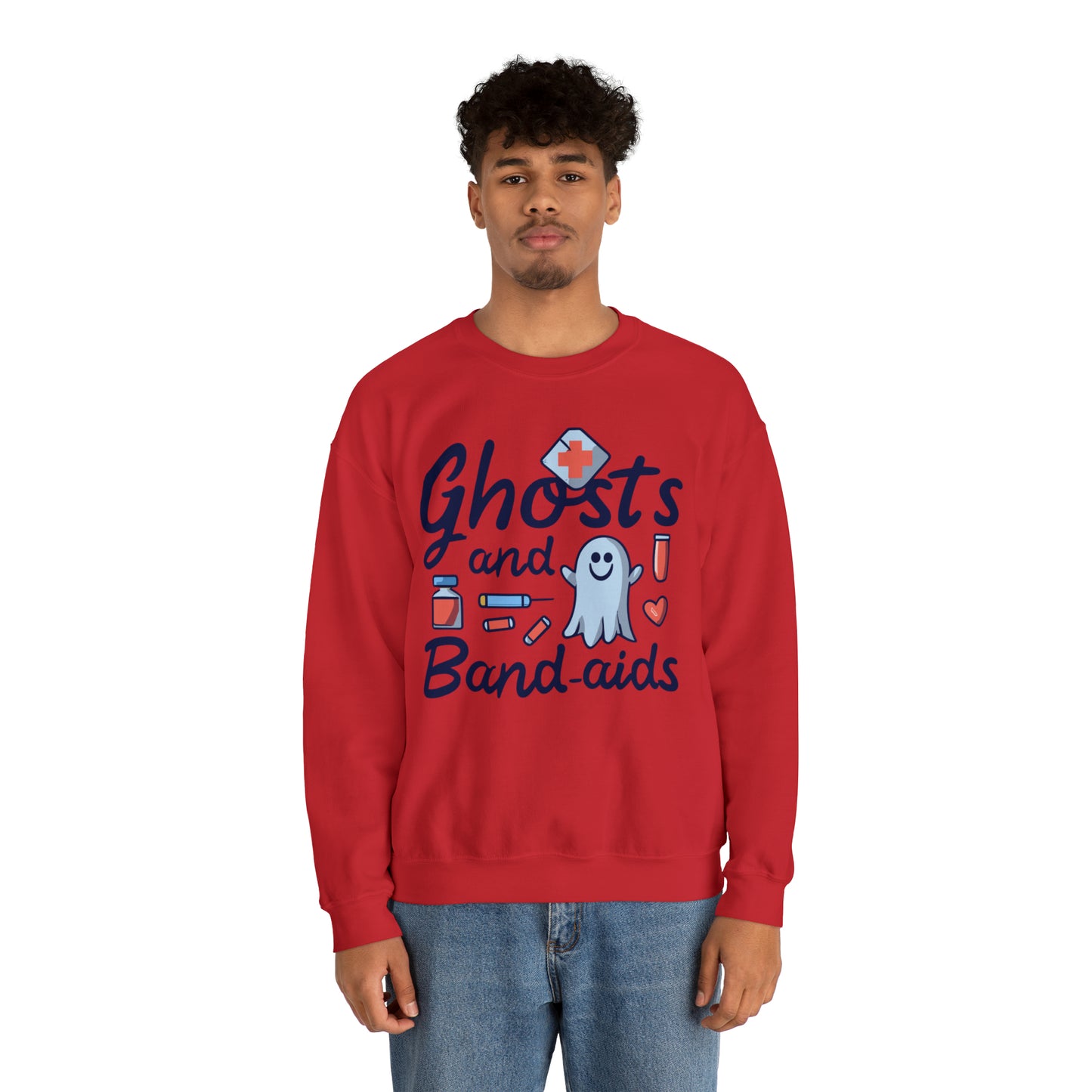 Ghost and Band-aids Nurse Sweatshirt, Spooky Season Halloween Sweatshirt, Winter Sweatshirt, Spooky Sweatshirt, Halloween Gifts