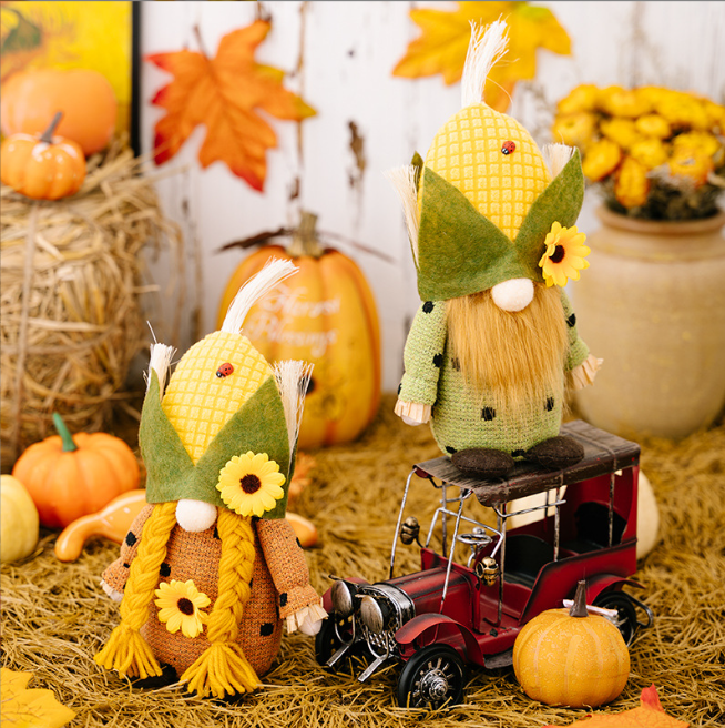 Thanksgiving Decorations Creative Harvest Season Corn Head Rudolf Doll Sunflower