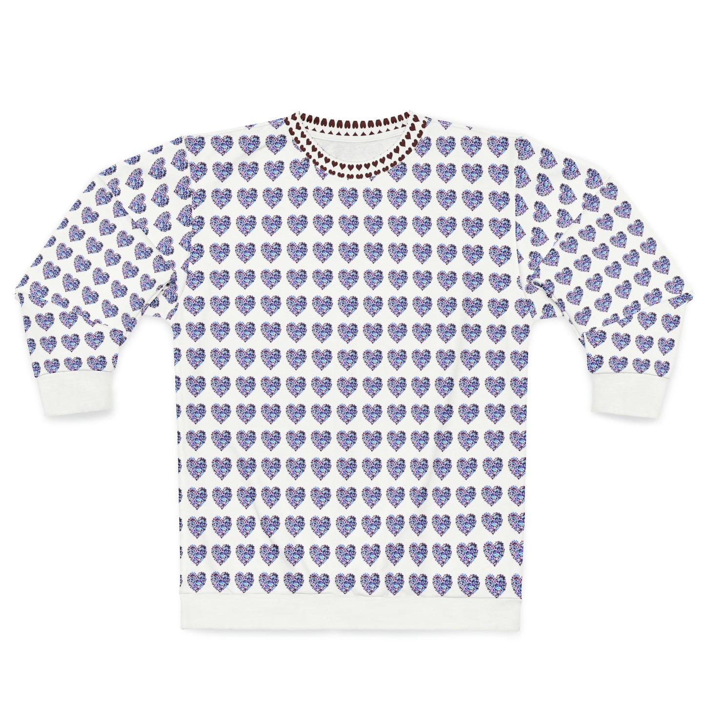 Valentine's Day best gift, multi color heart shape design White Unisex Sweatshirt (AOP)