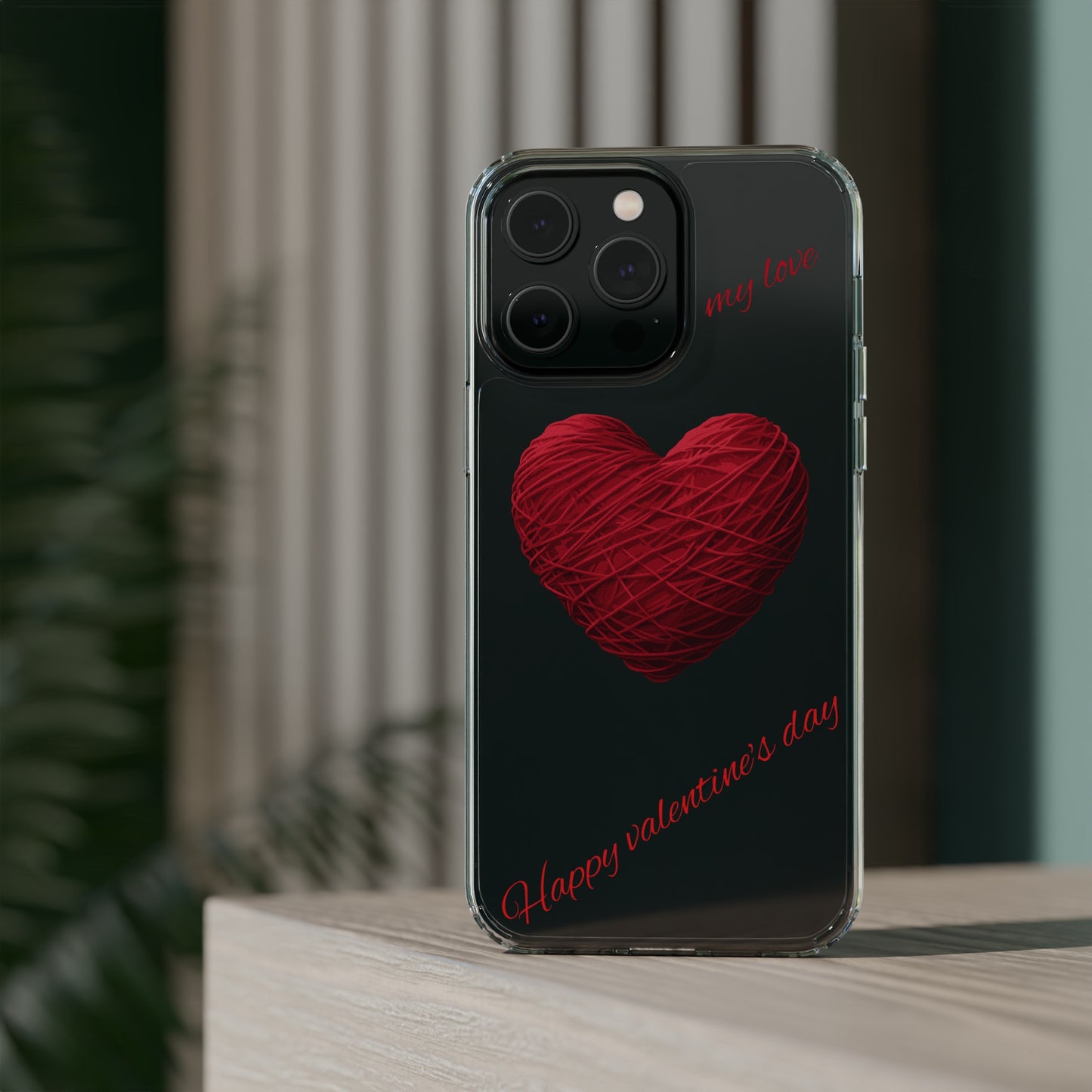 Valentine's Day, red heart shape design Clear Cases