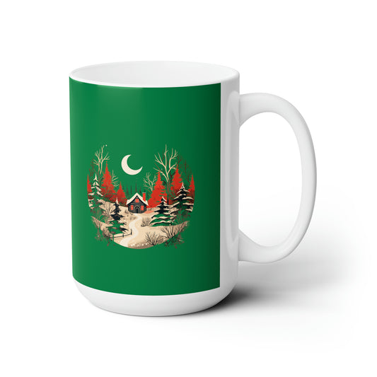 Christmas night mood with forestry house design holiday vibes Ceramic Mug15oz