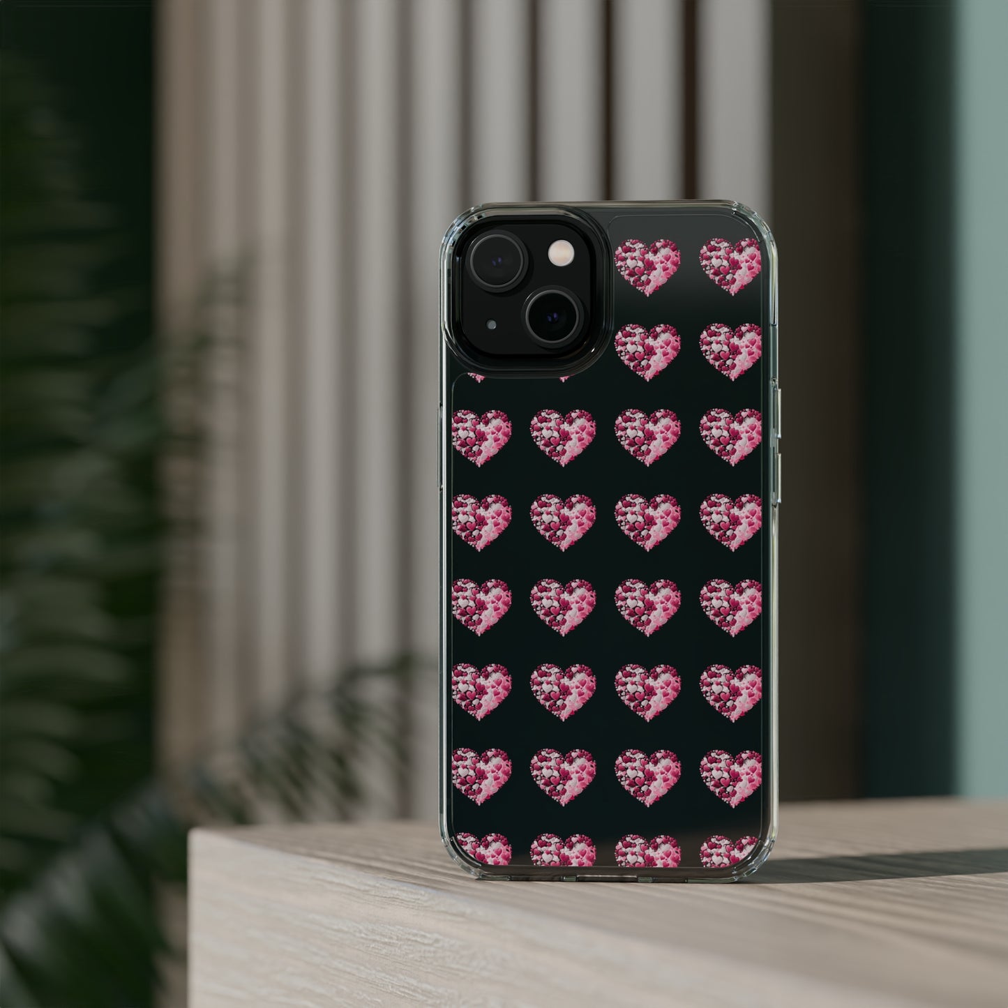 Valentine's Day, red heart shape design Clear Cases