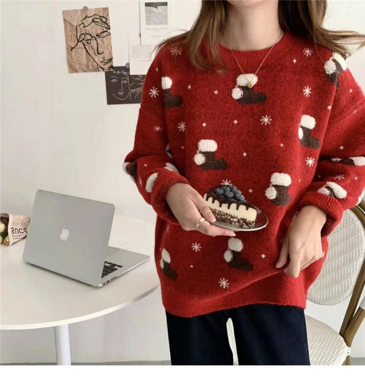 Christmas Sweater Women Knitted Jumper Femme