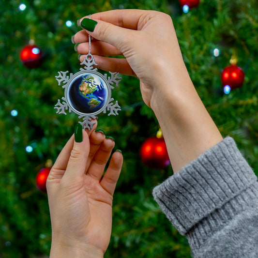 The earth in Christmas decorations Snowflake Ornament