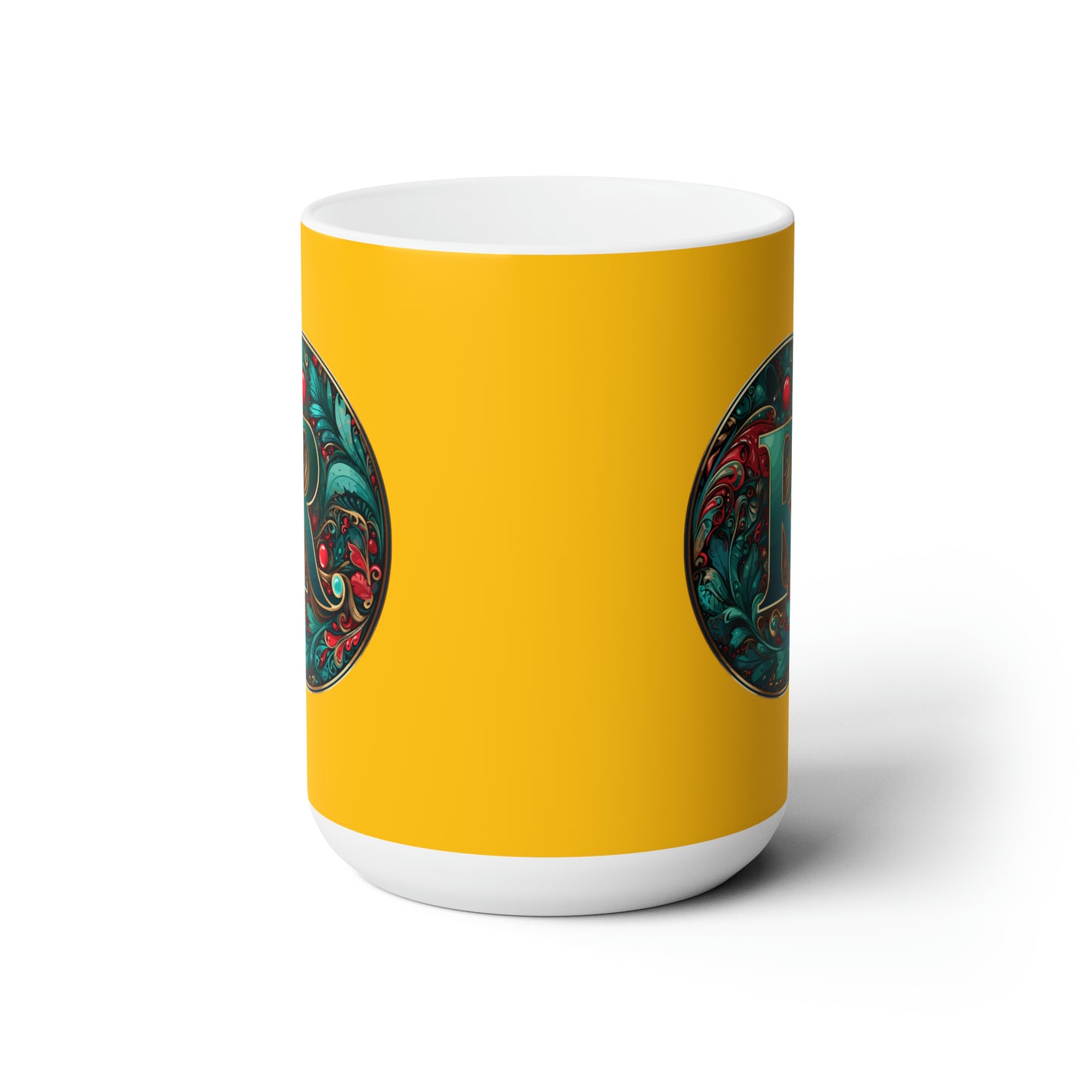 Christmas colorful Alphabet R design Yellow Ceramic Mug 15oz