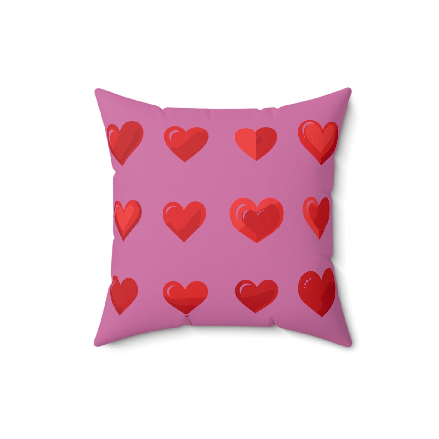 Valentine's day best home decor red hearts design on light pink Spun Polyester Square Pillow