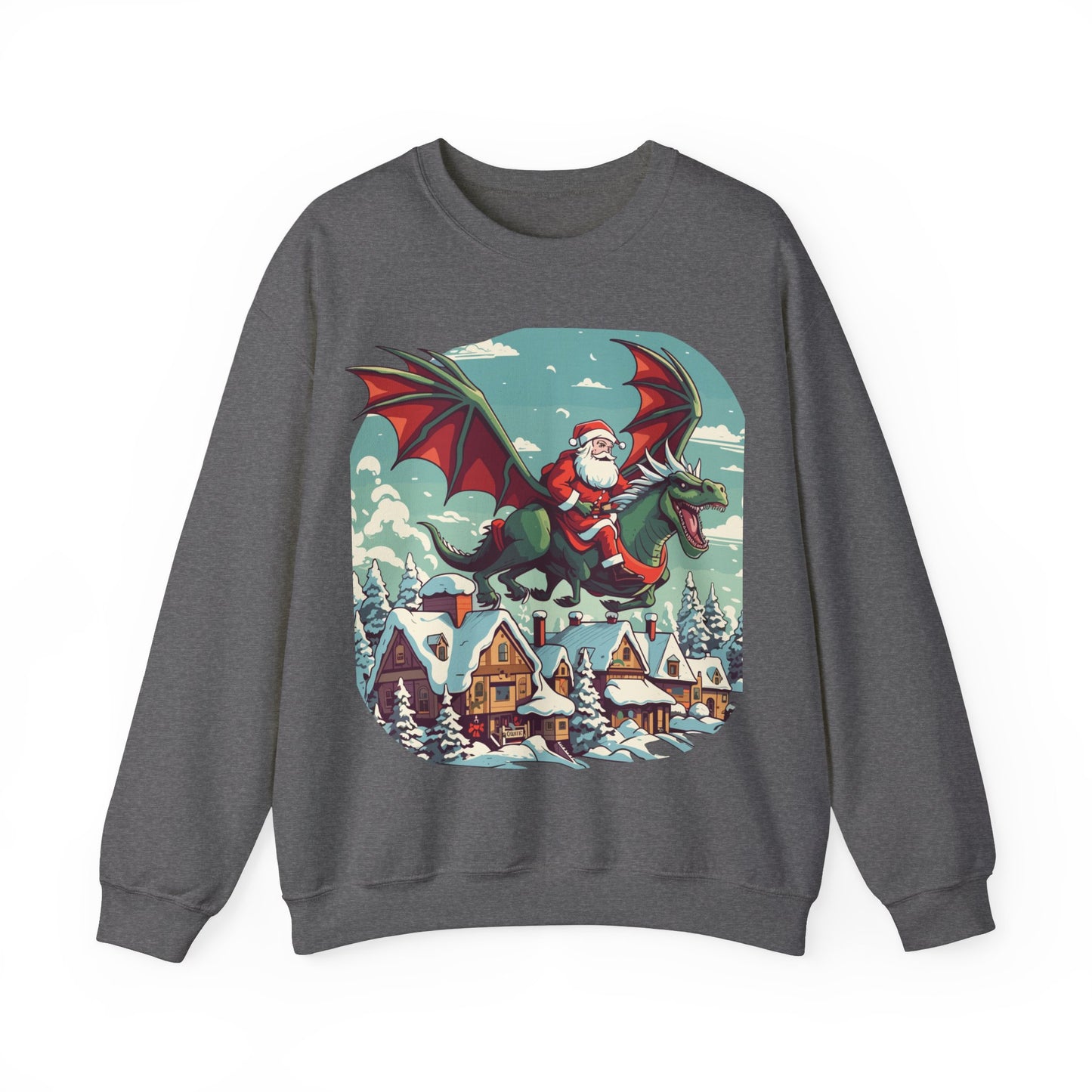 Santa's sleigh flying with dragons and dinos - Christmas Shirt, Holiday Xmas Shirt, Merry Christmas, Holiday Xmas, Unisex Xmas Shirt, Christmas Sweatshirt, Christmas Apparel, Xmas Celebration Shirt, Matching Family Outfits, Christmas Gifts