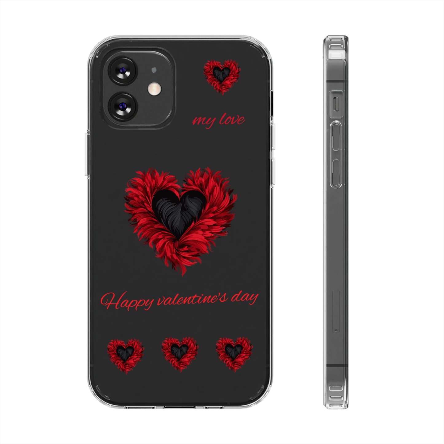 Valentine's day, red heart shapes Clear Cases