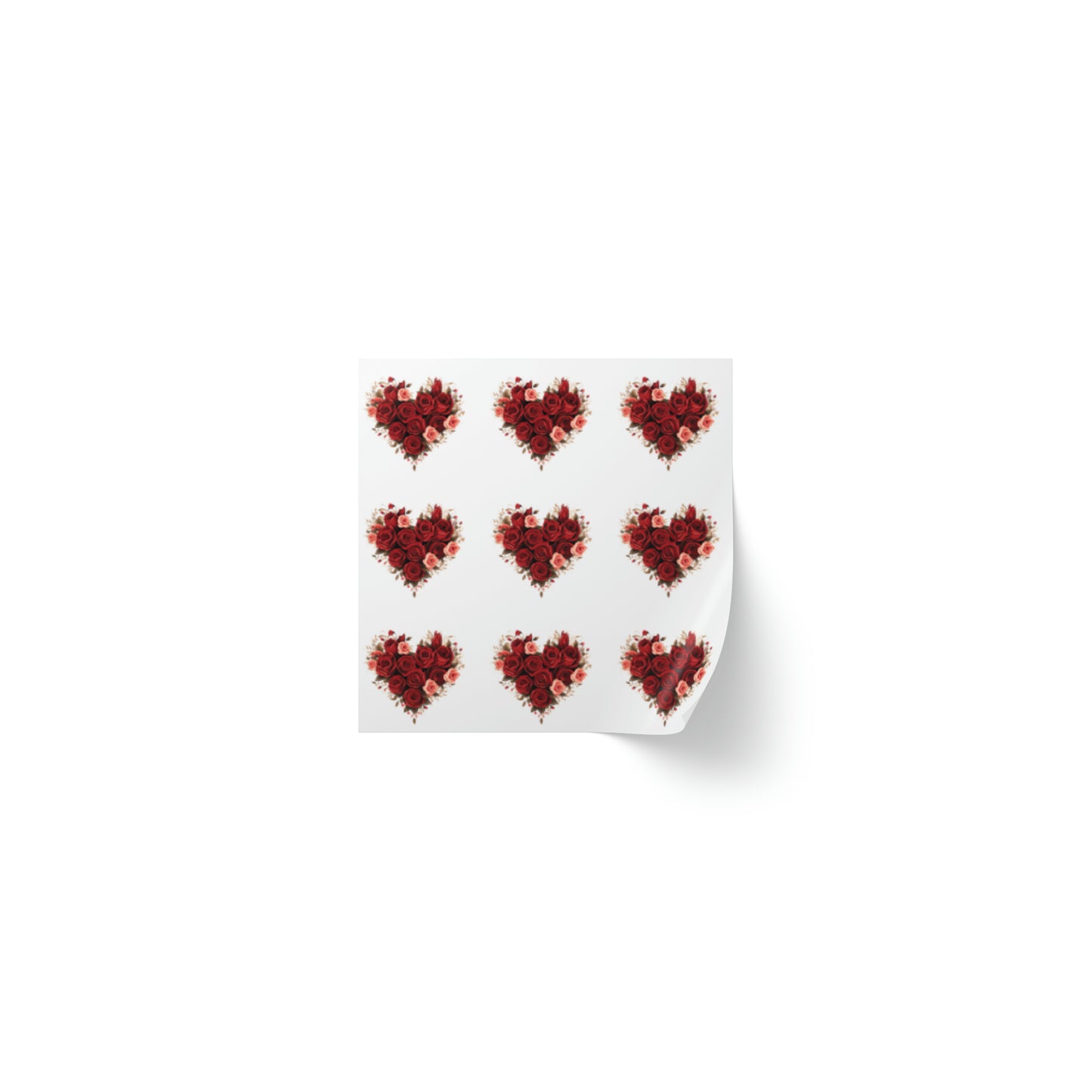 Valentine's day red Roses hearts Square Sticker Label Roll