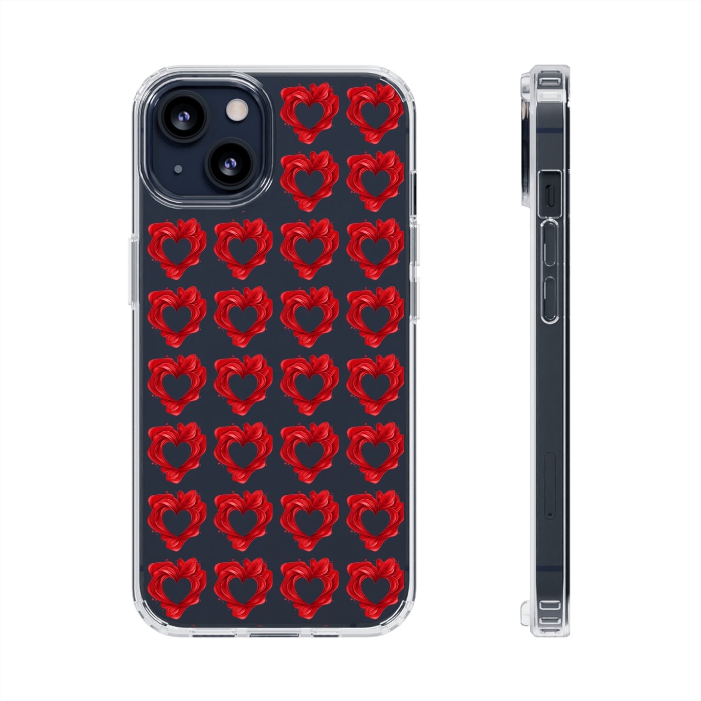 Valentine's Day, red heart shape design Clear Cases