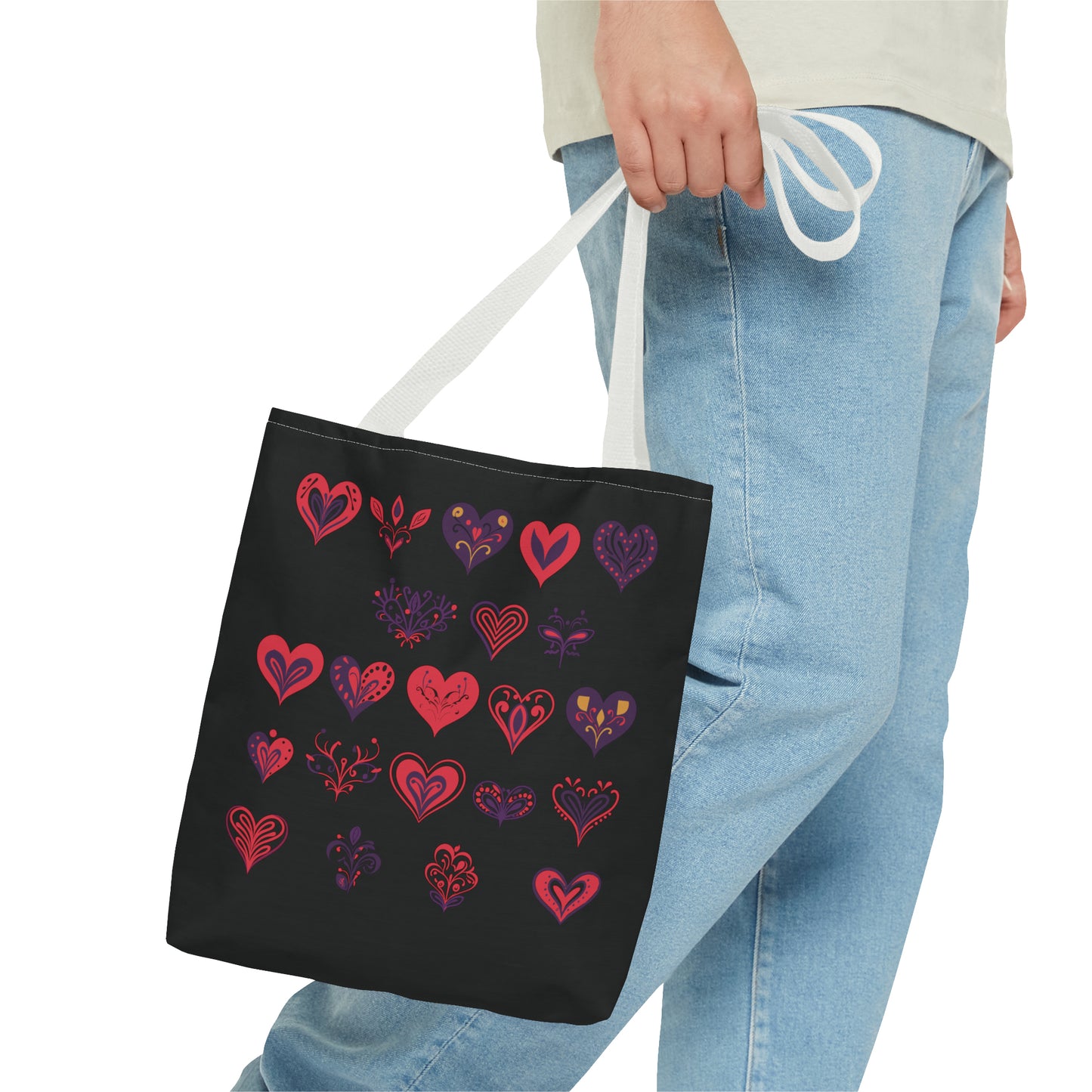 Valentine's black Tote Bag (AOP)