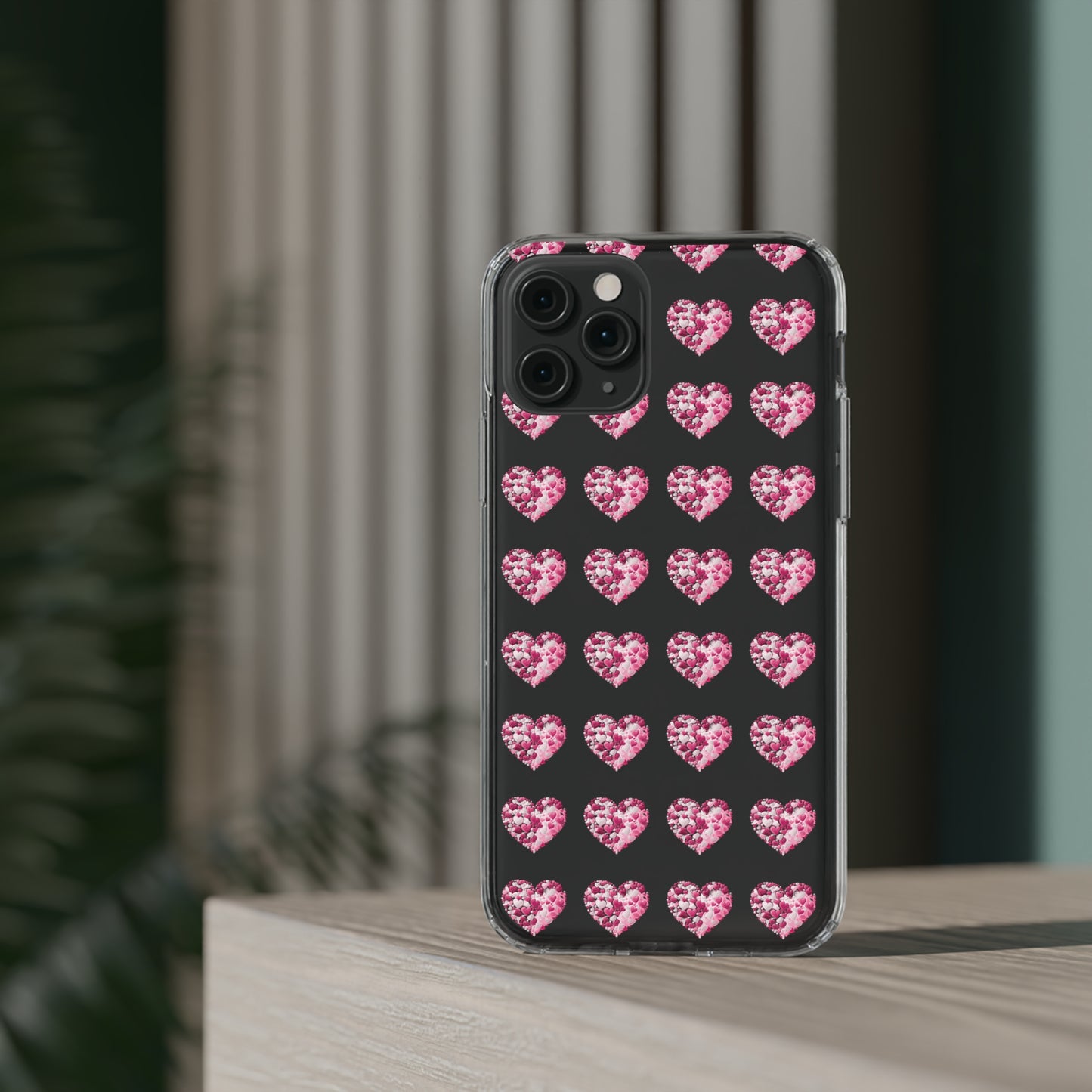 Valentine's Day, red heart shape design Clear Cases