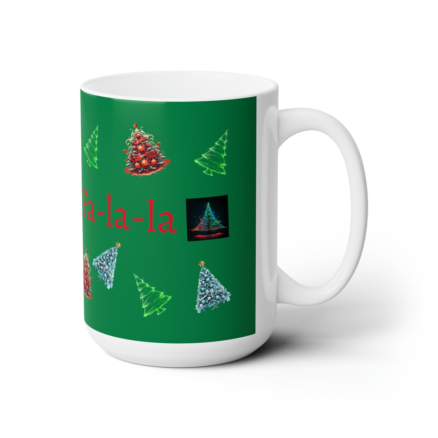 Fa-la-la Christmas Dark green Ceramic Mug 15oz