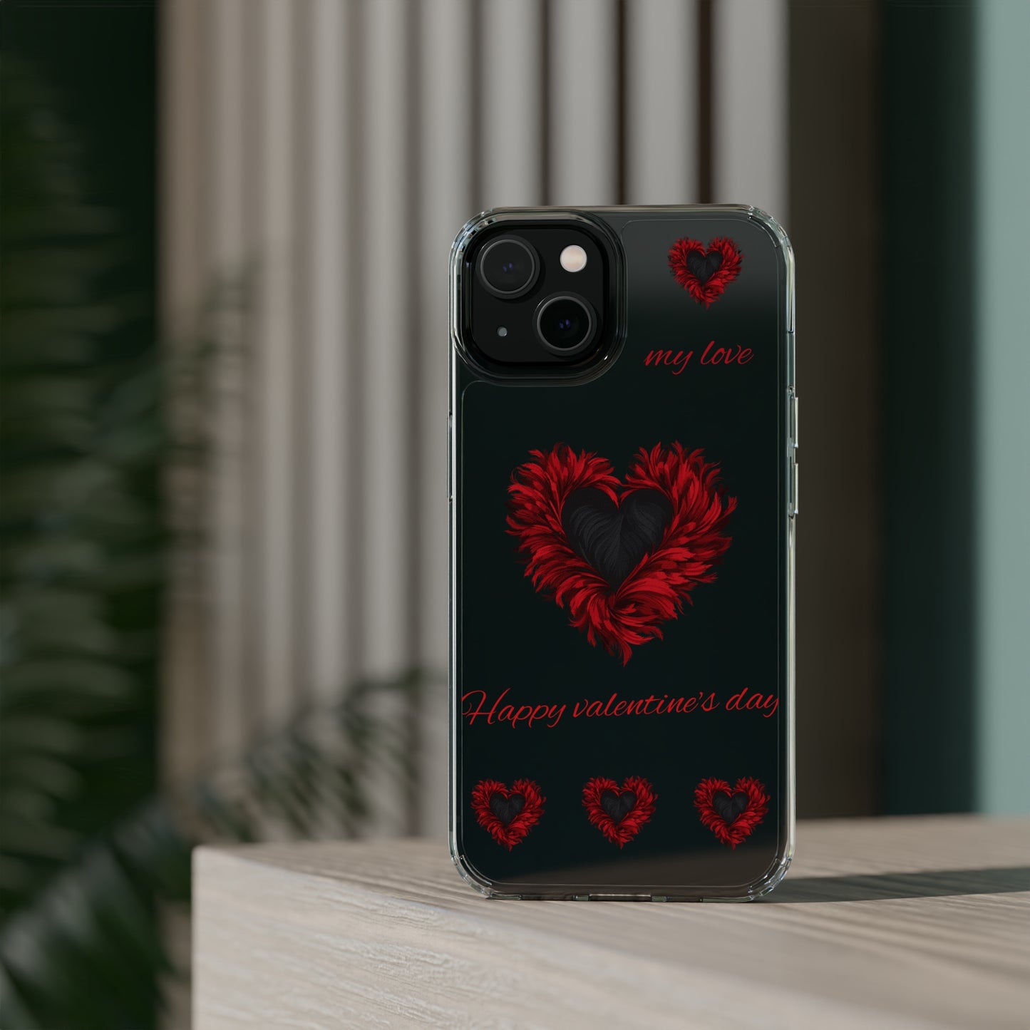 Valentine's day, red heart shapes Clear Cases