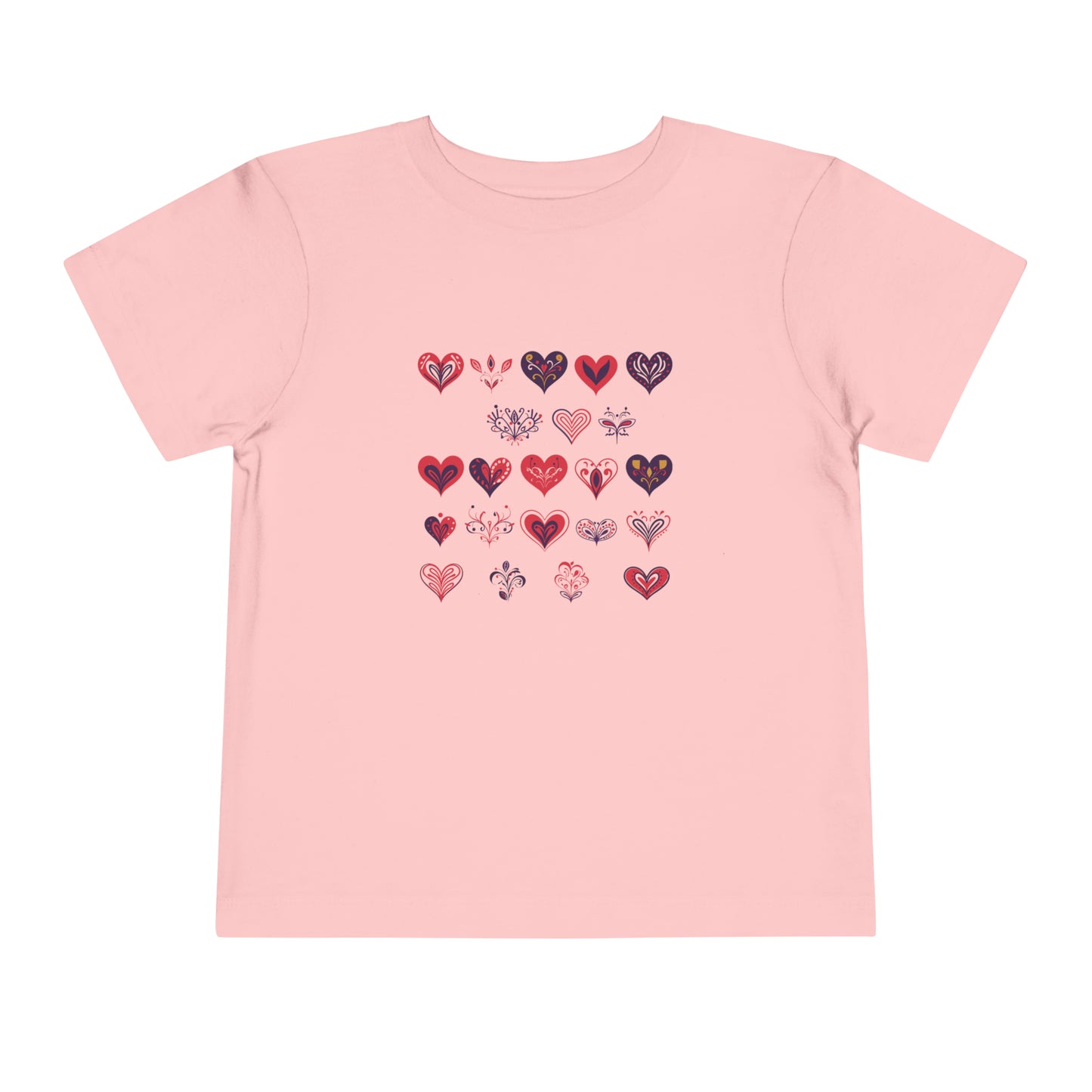 Valentine's Multi color hearts shape design Toddler Short Sleeve Tee