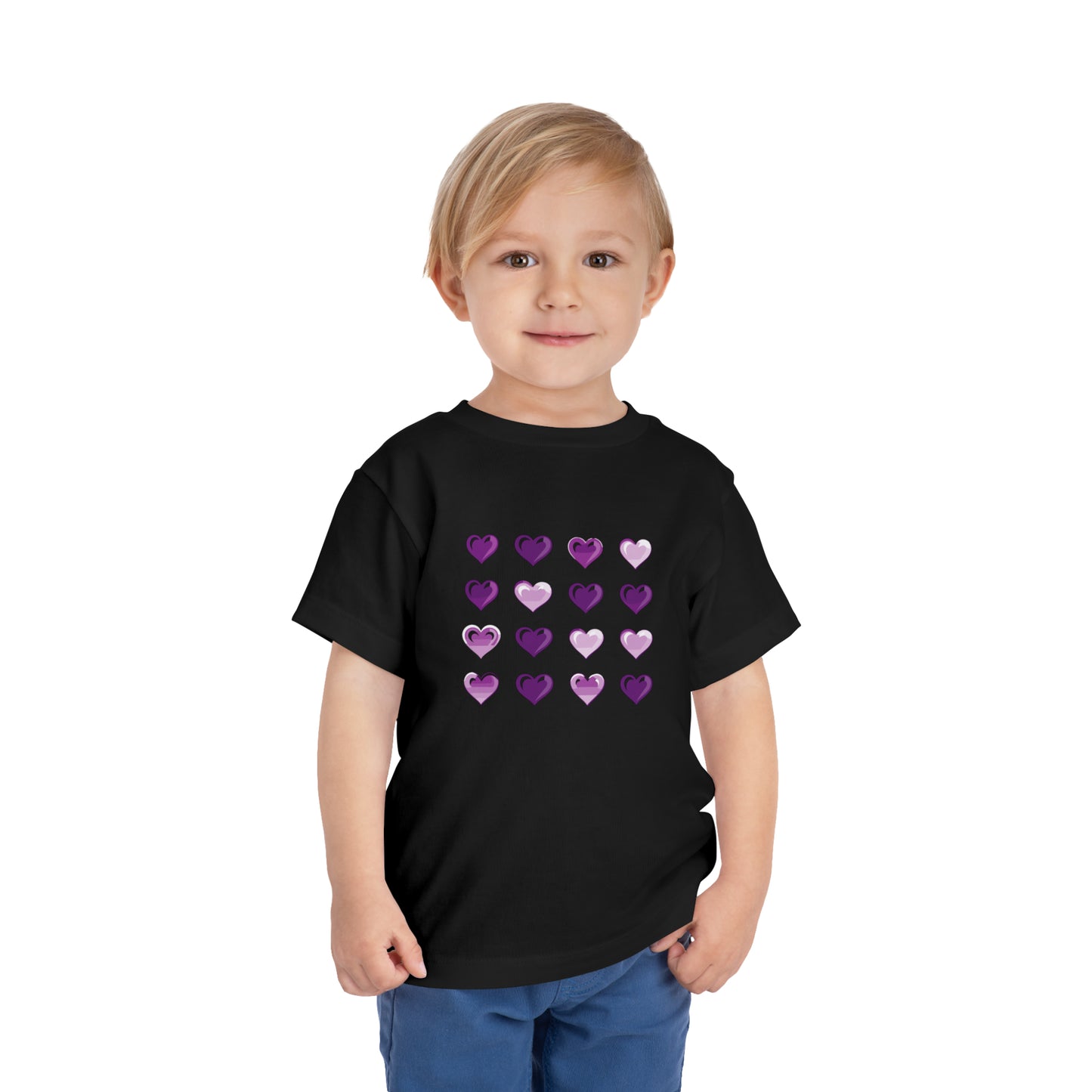 Valentine's purple and white hearts shape design Toddler Short Sleeve Tee