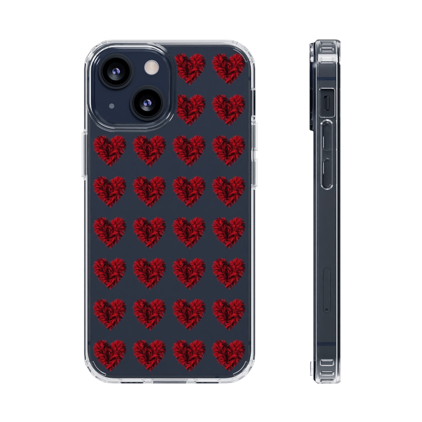 Valentine's Day, red heart shape design Clear Cases