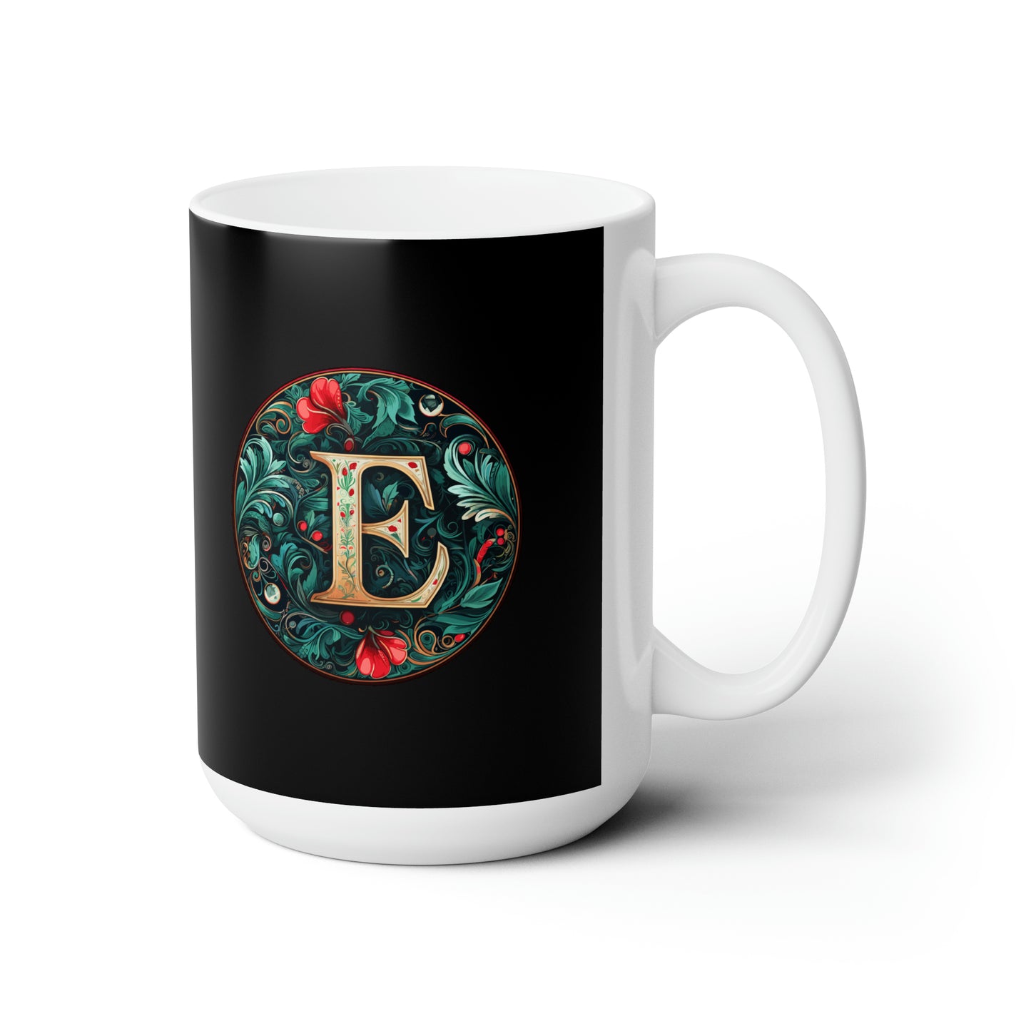 Christmas colorful Alphabet R design dark black Ceramic Mug 15oz