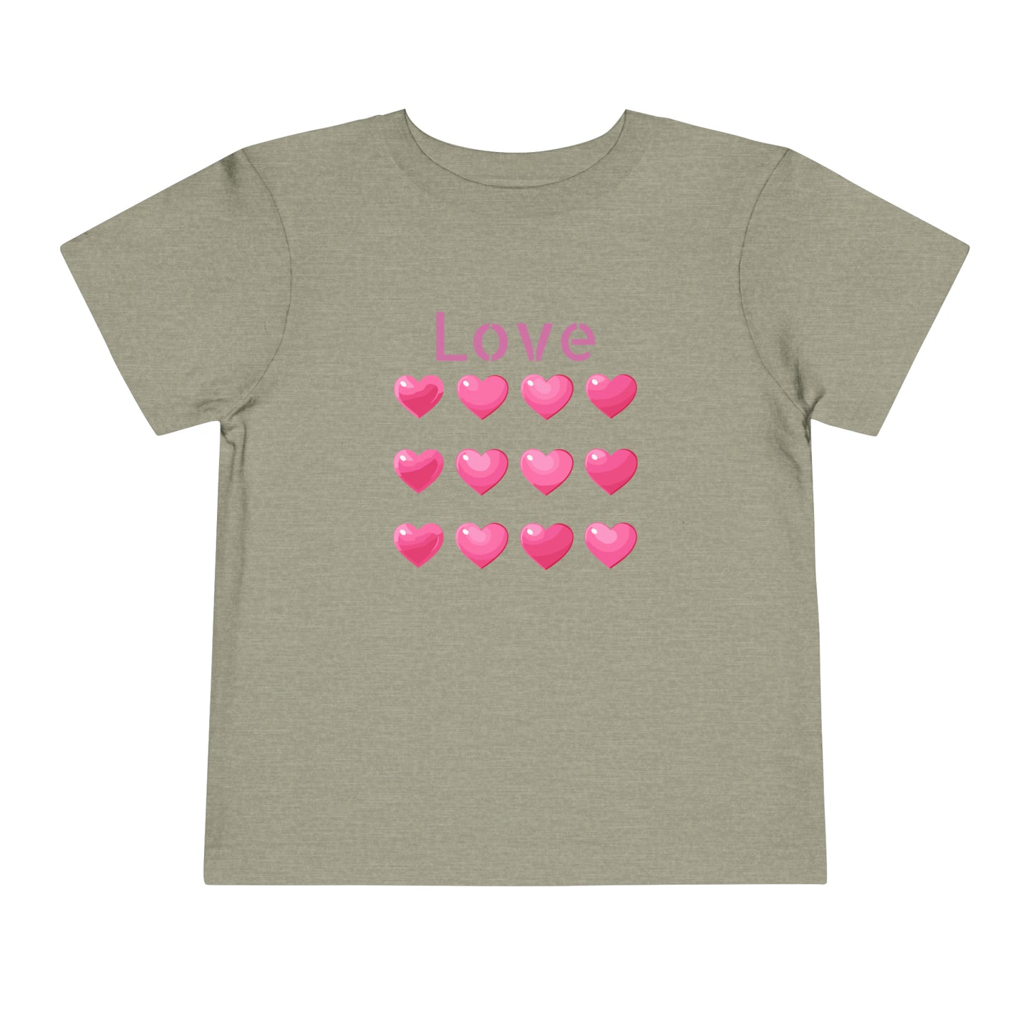 Valentine's pink color hearts shape design Toddler Short Sleeve Tee