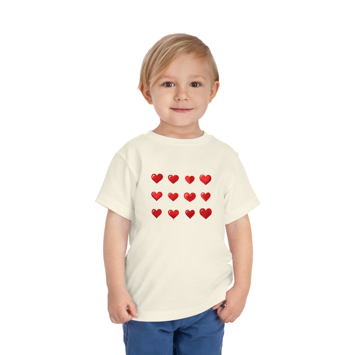 Valentine's Red hearts shape design Toddler Short Sleeve Tee