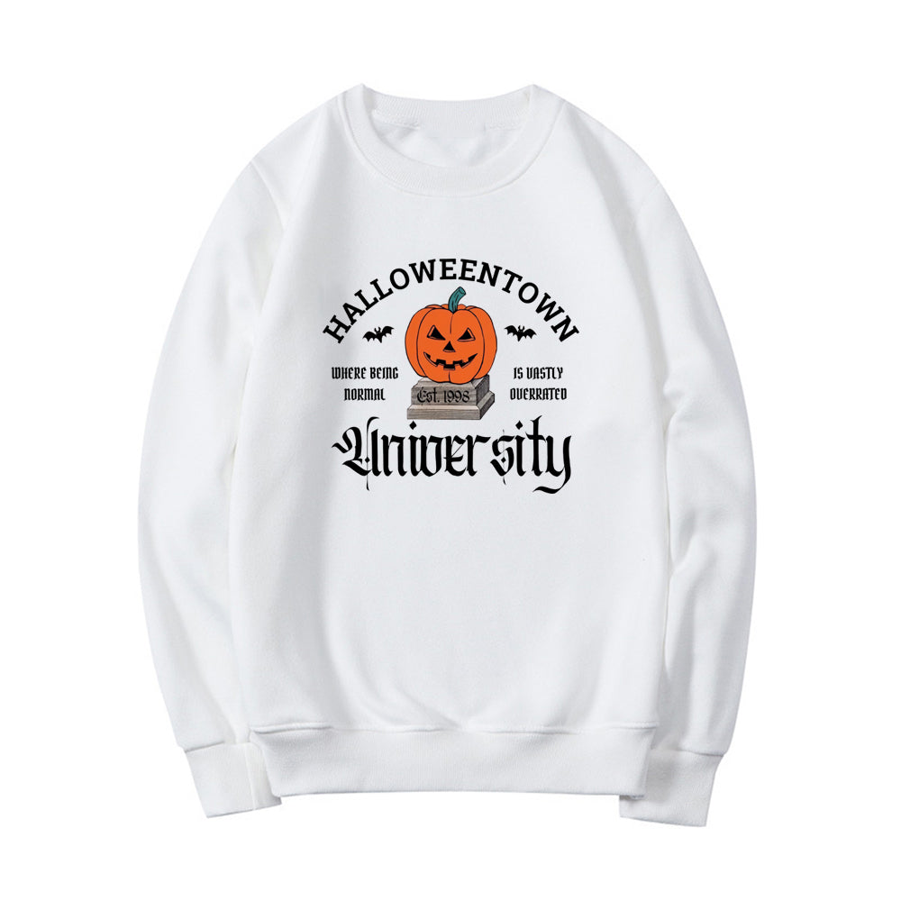 Women's Halloween Print Pumpkin Crew Neck Sweatshirt