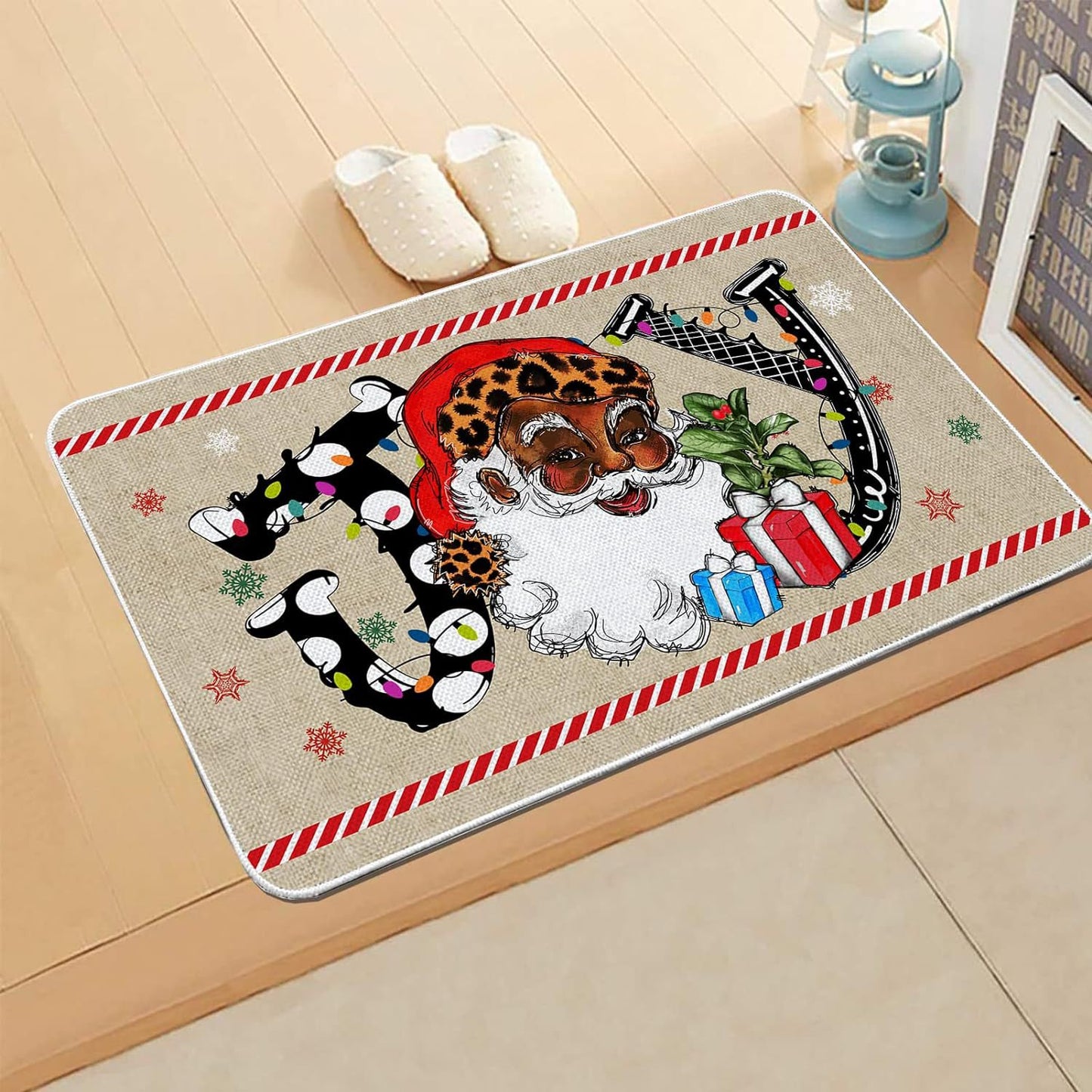 Country Striped Christmas Decorative Floor Mat