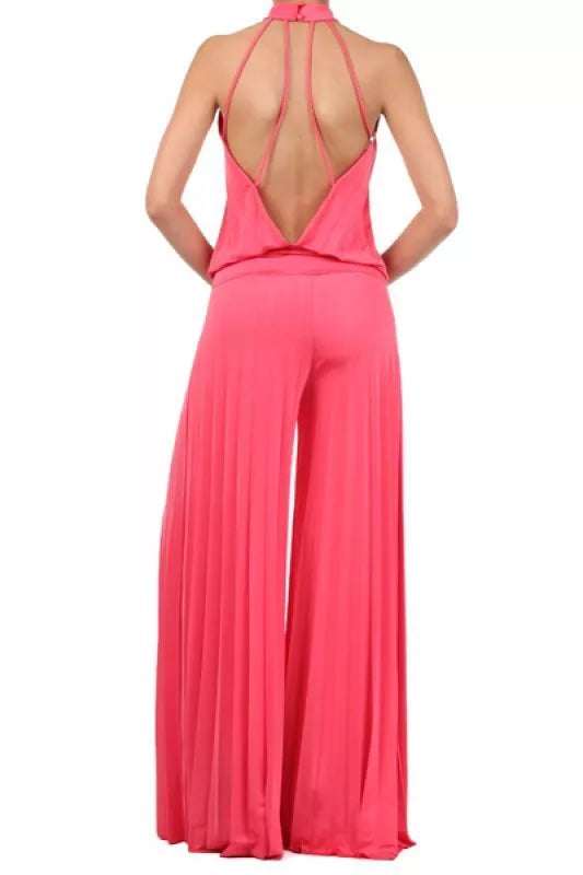 Women's Ladies White Wide Leg Jumpsuit With Open Back Detailing