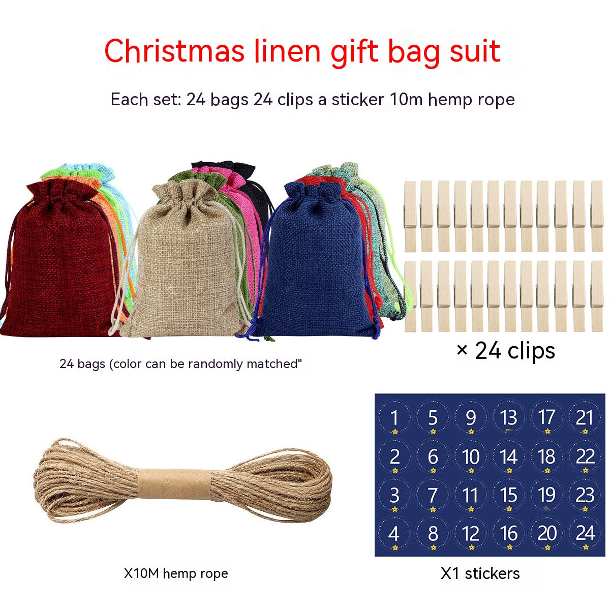 Linen Drawstring Christmas Gift Bag