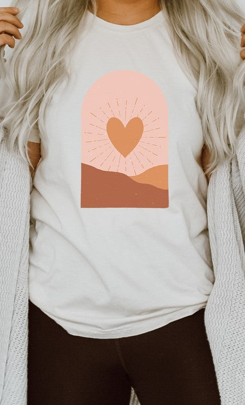 Boho Heart Sunrise Valentine Graphic Tee