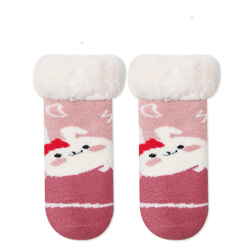 Christmas Thick Coral Fleece Children's Floor Socks