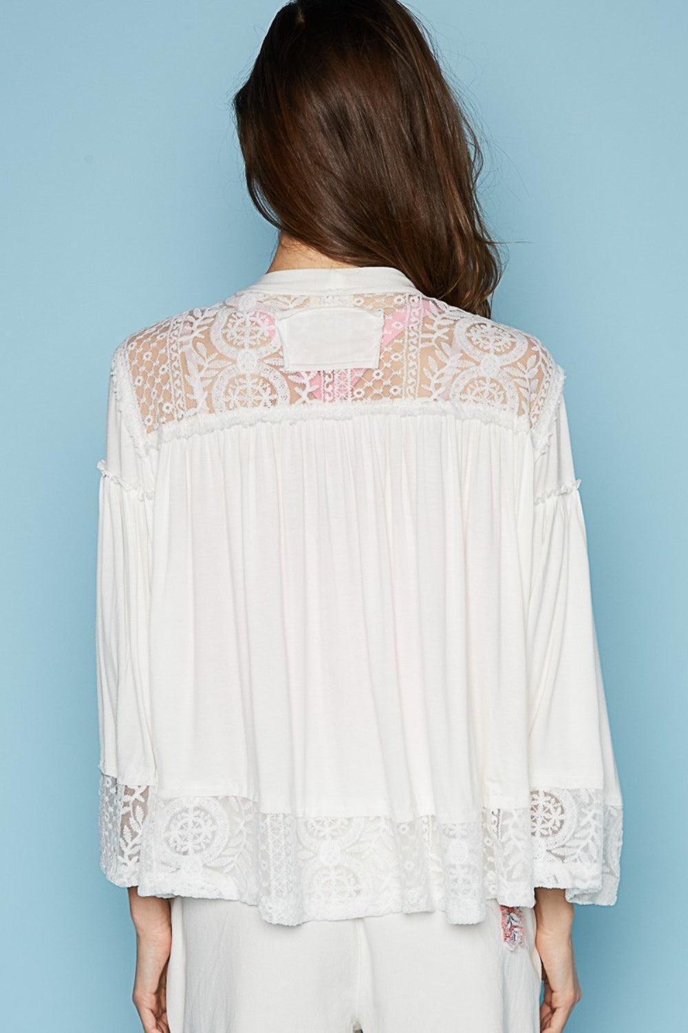 POL Open Front Lace Detail Cardigan