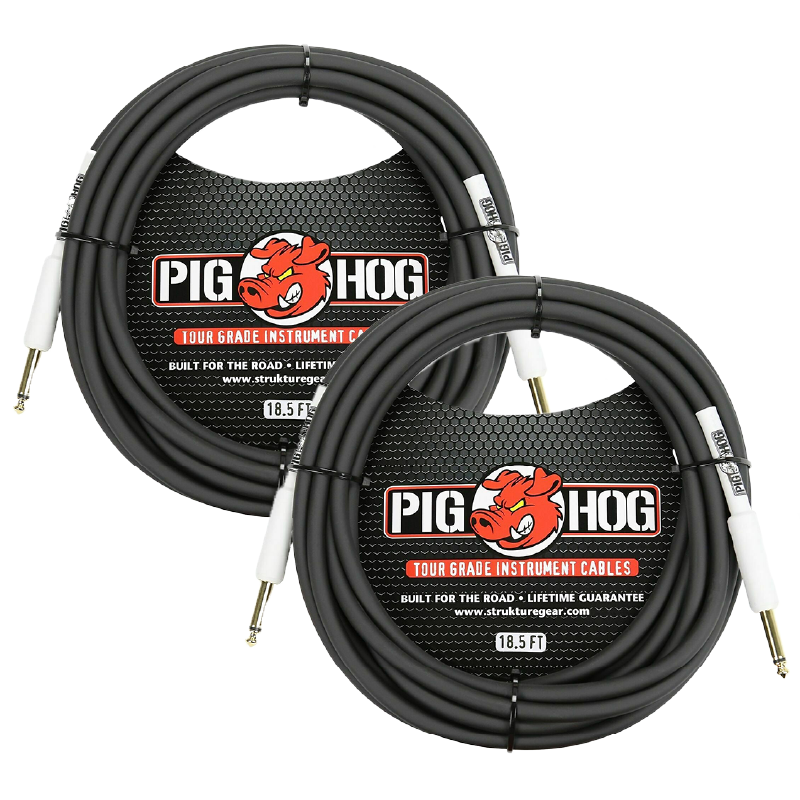 New - Pig Hog PH186 8mm Tour Grade Instrument Cable 18.6 FT 2 Pack