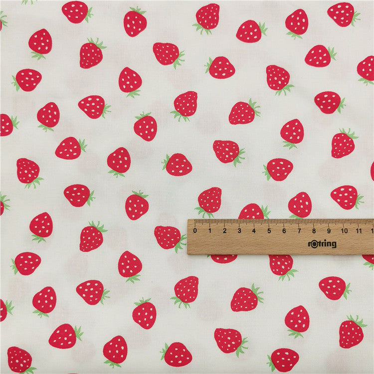 Strawberry Cherry Cotton Twill Fabric